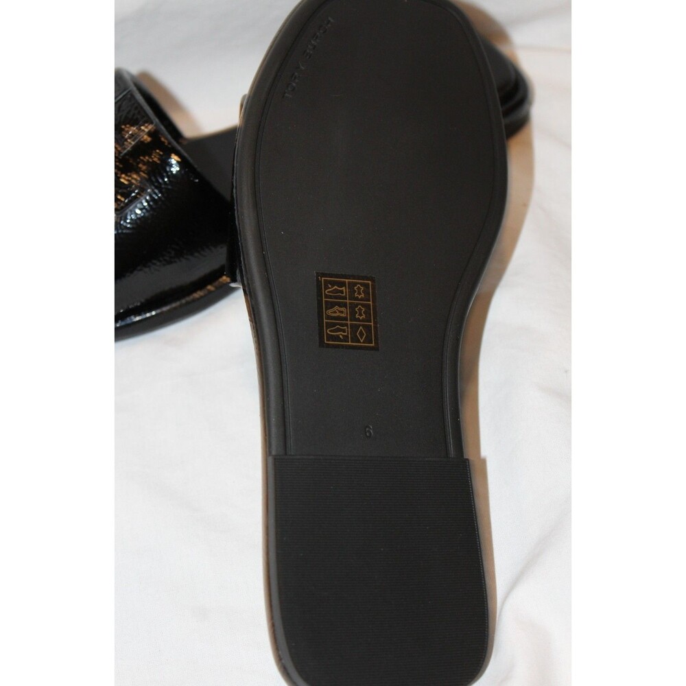 Tory Burch Double T Leather Sport Slides Perfect Black NIB - Picture 7 of 7